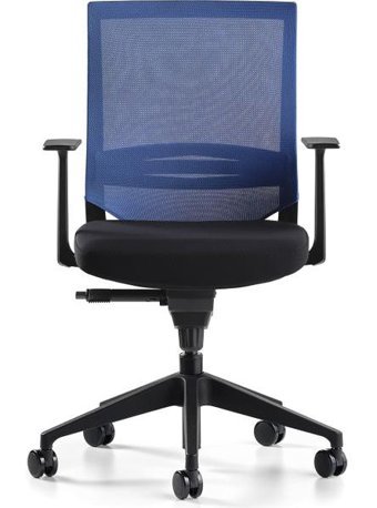 Bürotime Cozy Kolçaklı Dönerli Siyah-Mavi Çalışma Sandalyesi