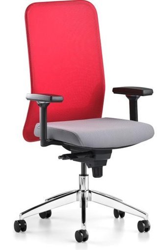 Bürotime Comfy Kolçaklı Dönerli Gri-Kırmızı Çalışma Sandalyesi