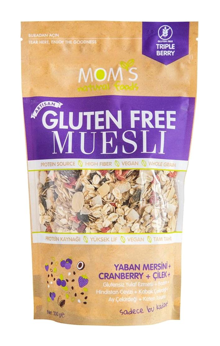 Mom's Natural Foods Şeker İlavesiz Glutensiz Çilekli Kızılcıklı Yaban Mersinli Müsli 360 gr