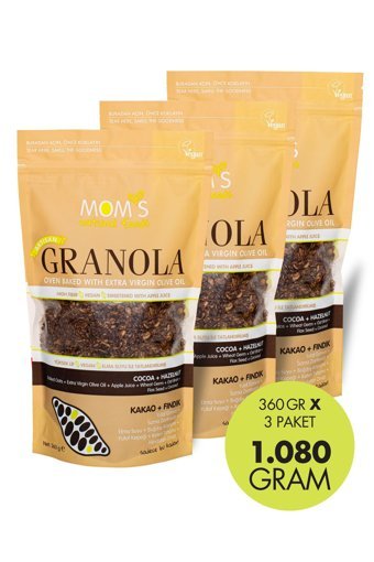 Mom's Natural Foods Şeker İlavesiz Fındıklı Kakaolu Granola 3x360 gr