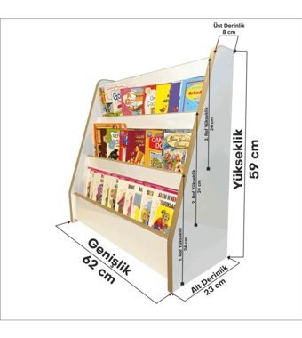 Emdief Home 3 Raflı Mdf 62 x 59 x 23 cm Beyaz Kitaplık