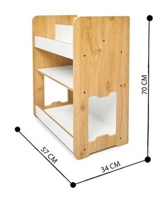 Minera Martı 2 Bölmeli Tek Raflı Mdf 57 x 70 x 34 cm Beyaz - Naturel Kitaplık