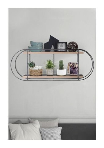 Mkr 2 Raflı Metal - Suntalam 82.5 x 31 x 14 Ahşap - Siyah Kitaplık