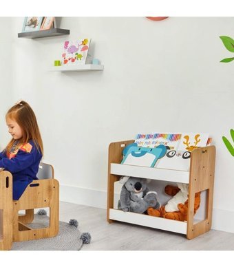 Minera Kumru 2 Bölmeli Mdf 57 x 55 x 34 cm Beyaz - Naturel Kitaplık