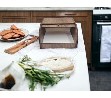 Woodluck Sürgülü Kapaklı Açık Kahverengi Ekmek Kutusu