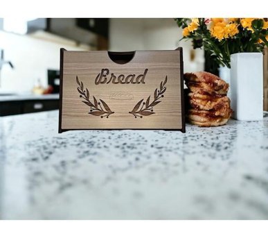 Woodluck Kapaklı Kahverengi - Rustik Ekmek Kutusu