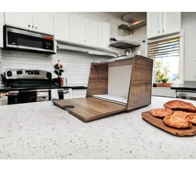 Woodluck Kapaklı Kahverengi - Rustik Ekmek Kutusu