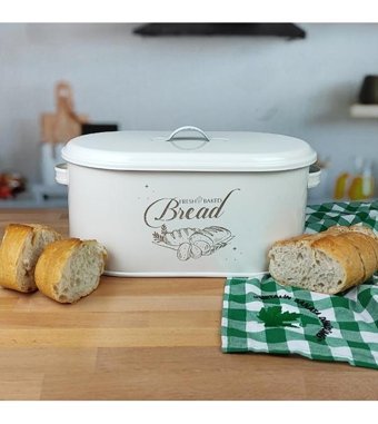 Lin Metal Kapaklı Beyaz Ekmek Kutusu