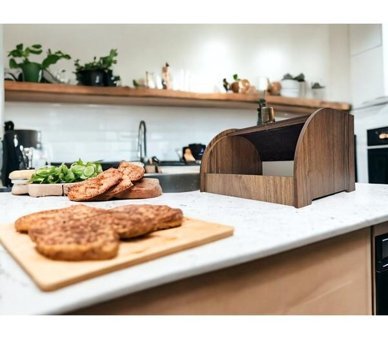 Woodluck Sürgülü Kapaklı Kahverengi Ekmek Kutusu