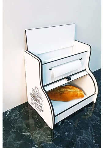 New Bread Box Kapaklı Beyaz Ekmek Kutusu