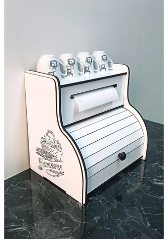 New Bread Box Kapaklı Beyaz Ekmek Kutusu