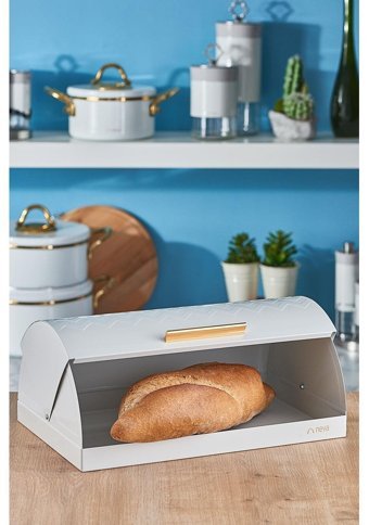 Neva N3195 Sweet Lilyum Kapaklı Beyaz Ekmek Kutusu