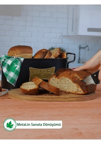 Lin Metal Kapaklı Altın - Beyaz Ekmek Kutusu