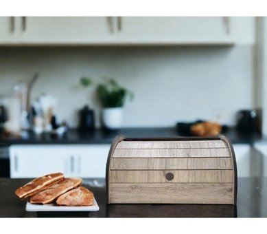 Woodluck Sürgülü Kapaklı Rustik Ekmek Kutusu