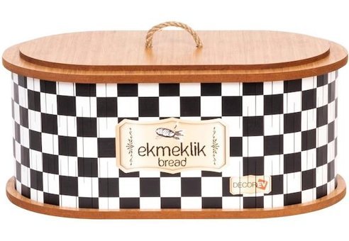 Decorev dc-5909-01 Kapaklı Siyah Ekmek Kutusu