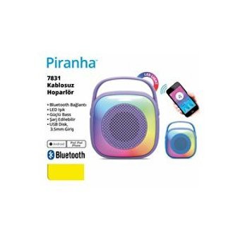 Piranha 7381 Işıklı Mavi Bluetooth Hoparlör