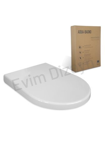 Aqua Bagno Zero Üstten Sıkmalı Yavaş Kapanan Beyaz U Klozet Kapağı