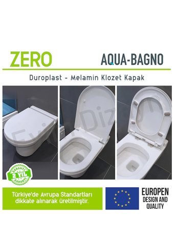 Aqua Bagno Zero Üstten Sıkmalı Yavaş Kapanan Beyaz U Klozet Kapağı