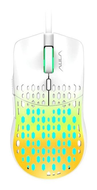 Aula S11 Pro 3600 DPI RGB Yatay Makrolu Kablolu Sarı Optik Gaming Mouse