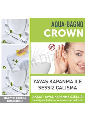 Aqua Bagno Crown Üstten Sıkmalı Yavaş Kapanan Beyaz Oval Klozet Kapağı