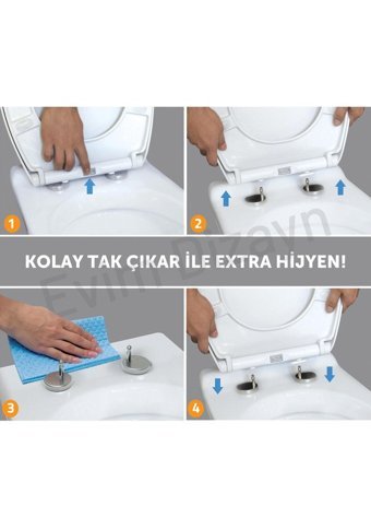 Aqua Bagno Thin Üstten Sıkmalı Yavaş Kapanan Beyaz Oval Klozet Kapağı