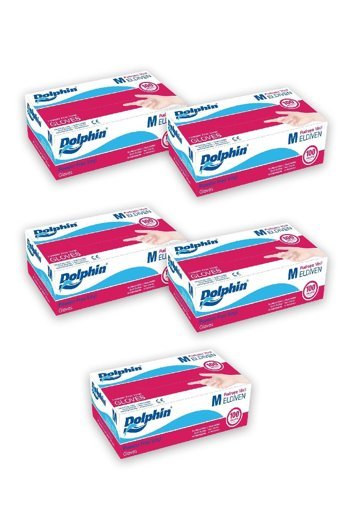Dolphin Beyaz Medium Temizlik Eldiveni 5 Paket Beyaz