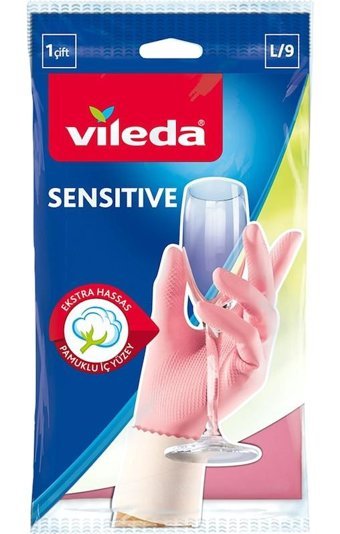 Vileda Sensitive Pembe Large Temizlik Eldiveni