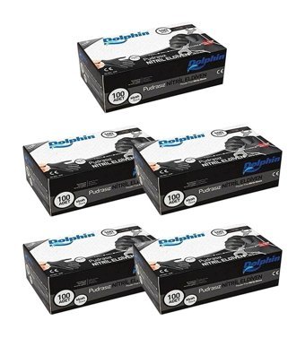 Dolphin Pudrasız Siyah XLarge Temizlik Eldiveni 5 Paket