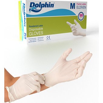Dolphin Pudralı Beyaz Medium Temizlik Eldiveni