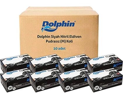 Dolphin Pudrasız Siyah Medium Temizlik Eldiveni 10 Paket Siyah