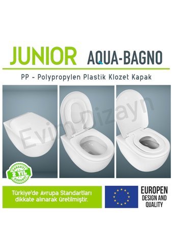 Aqua Bagno Junior Üstten Sıkmalı Yavaş Kapanan Beyaz Oval Klozet Kapağı