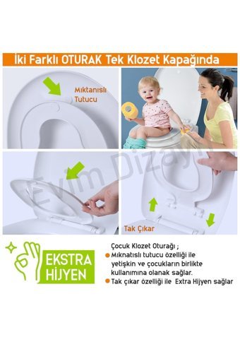 Aqua Bagno Junior Üstten Sıkmalı Yavaş Kapanan Beyaz Oval Klozet Kapağı