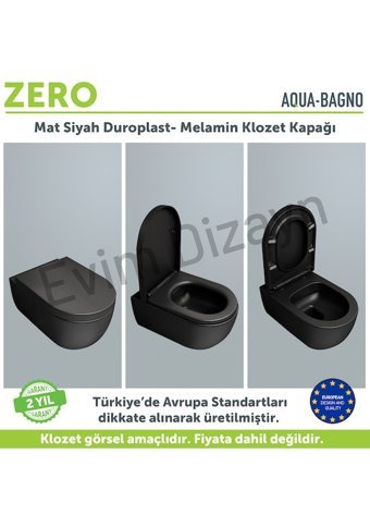 Aqua Bagno Zero Üstten Sıkmalı Yavaş Kapanan Siyah U Klozet Kapağı