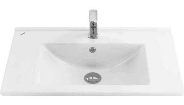 Creavit SU085 Klasik Tekli 85 cm Seramik Tezgah Üstü Dikdörtgen Lavabo Beyaz