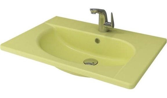 Bocchi Taormina Arch Klasik Tekli 45 cm Seramik Tezgah Üstü Dikdörtgen Lavabo Mat Sarı
