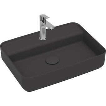 Isvea Infinity Klasik Tekli 55 cm Seramik Tezgah Üstü Dikdörtgen Lavabo Antrasit