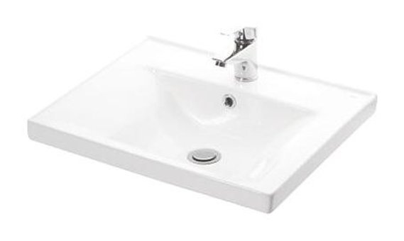 Lapino Sava Klasik Tekli 55 cm Porselen Tezgah Üstü Dikdörtgen Lavabo Beyaz