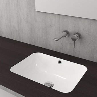 Bocchi Scala 1006-001-0125 Klasik Tekli 55 cm Seramik Tezgah Altı Dikdörtgen Lavabo Parlak Beyaz