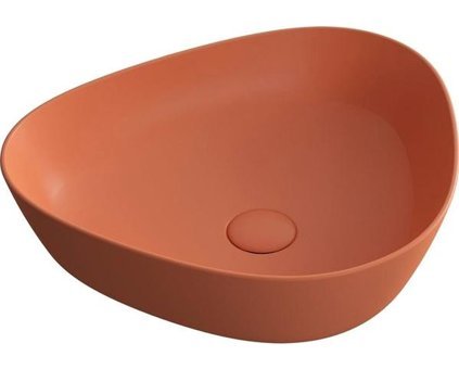 Vitra Plural 7812B477-0016 Üçgen Tekli 47 cm Seramik Tezgah Üstü Çanak Lavabo Mat Terra Rossa