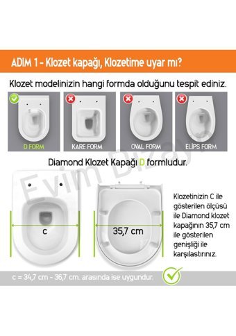 Aqua Bagno Diamond Üstten Sıkmalı Yavaş Kapanan Beyaz U Klozet Kapağı