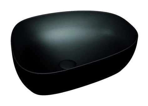 Vitra Outline 5991B483-0016 Tekli 56 cm Seramik Tezgah Üstü Asimetrik Lavabo Mat Siyah
