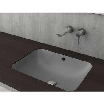 Bocchi Scala 1006-006-0125 Klasik Tekli 55 cm Seramik Tezgah Altı Dikdörtgen Lavabo Mat Gri