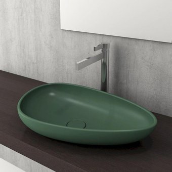 Bocchi Etna 1114-027-0125 Klasik Tekli 58 cm Keratin Seramik Tezgah Üstü Çanak Lavabo Mat Yeşil