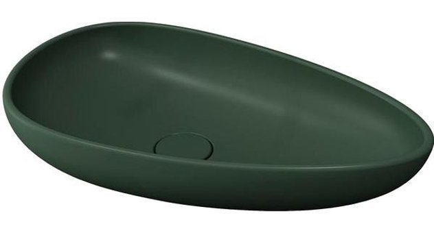 Bocchi Etna 1114-027-0125 Klasik Tekli 58 cm Keratin Seramik Tezgah Üstü Çanak Lavabo Mat Yeşil