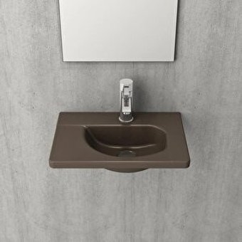 Bocchi Taormina Arch 1015-025-0126 Klasik Tekli 45 cm Seramik Tezgah Üstü Dikdörtgen Lavabo Mat Kahve