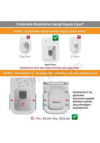 Aqua Bagno Mega Üstten Sıkmalı Yavaş Kapanan Beyaz Kare Klozet Kapağı