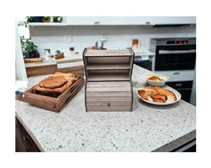Woodluck 2 Adet Üst Raflı Kapaklı Ekmeklik Kahverengi