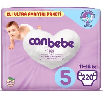 Canbebe 5 Numara Bantlı Bebek Bezi 2x110 Adet