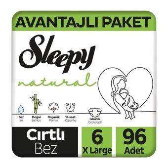 Sleepy Natural 6 Numara Organik Cırtlı Bebek Bezi 96 Adet