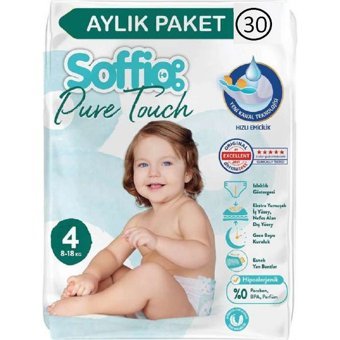Soffio Pure Touch 4 Numara Bantlı Bebek Bezi 30 adet
